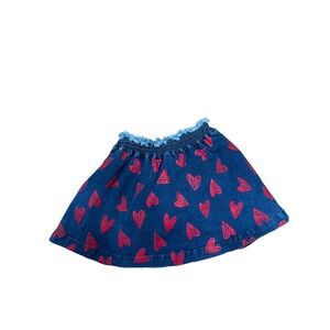 Stella McCartney Kids Blue Denim Heart Print Skirt Frayed Waist Girls Size 8Y